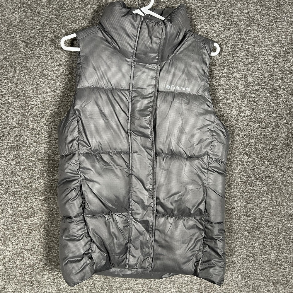 Columbia Vest Mens Small Gray Puffer Quilted Packable Outdoor Hiking